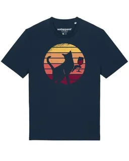 watapparel watapparel T-Shirt Unisex Sunset Katze & Rotwein – Produktbild 1 von 1