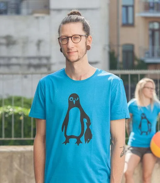 päfjes päfjes Pinguin Paul - Fair Wear Männer Bio T-Shirt, Blau, – Produktbild 2 von 4