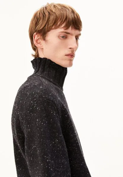 ARMEDANGELS ARMEDANGELS TWEED ROLLNECK Herren Strickpullover aus recycelter Woll-Mix, Black, – Produktbild 3 von 4