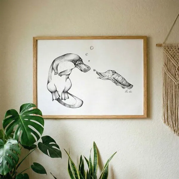 LIGARTI Kunstdruck »Schnabeltier & Sepia« von LIGARTI | A4, A3 oder A2 | Wandbild | Poster | Kunst – Produktbild 2 von 3