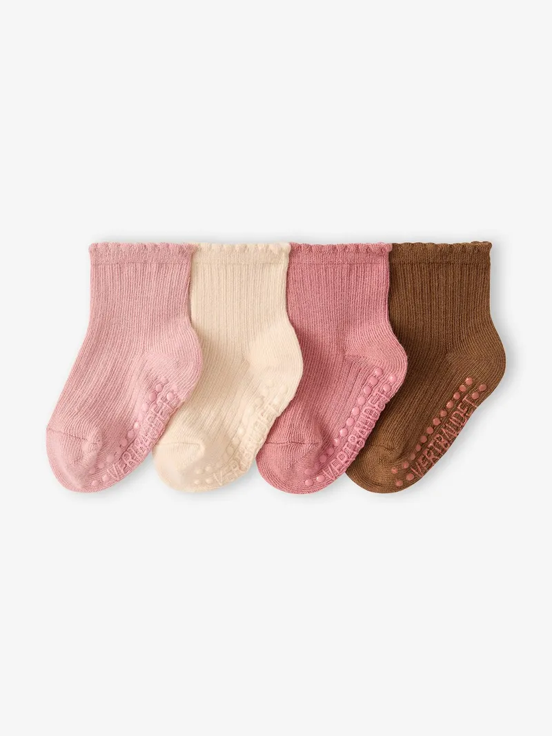 Vertbaudet 4er-Pack Baby Stoppersocken BASIC, Altrosa, – Produktbild 1 von 2