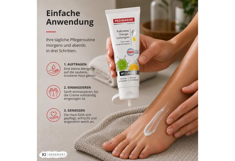 Pedibaehr Fußcreme Pedibaehr Fußcreme Orange-Lemongras 125ml Diabetiker geeignet, 1-tlg., reichhaltige, duftende Pflege & intensive Feuchtigkeit – Produktbild 3 von 5