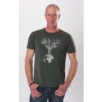 Life Tree Life-Tree Shirt aus Biobaumwolle Fairwear für Herren "Weltenbaum" in Washed Green/Black/White, Grün, – Produktbild 1 von 1