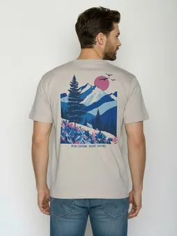 GreenBomb GREENBOMB Mountain Bloom Fusion - Lässiges Oversize-T-Shirt aus Bio-Baumwolle / hochwertiger Print / GOTS / Fair & Vegan – Produktbild 1 von 1