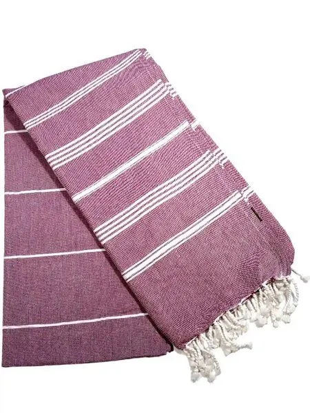 Karawan authentic Karawan authentic Fouta Hammam Collection – Hammamtuch aus Bio-Baumwolle, Burgundy, – Produktbild 3 von 4