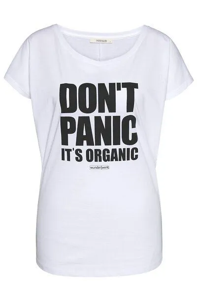 Wunderwerk Wunderwerk Damen Tee aus Bio-Baumwolle "Tee don't panic block", Weiß (white 100), – Produktbild 1 von 3