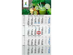Viermonatskalender "green & blue" inkl. 4-farbigem Aufdruck, hellgrau/blau – Produktbild 1 von 1