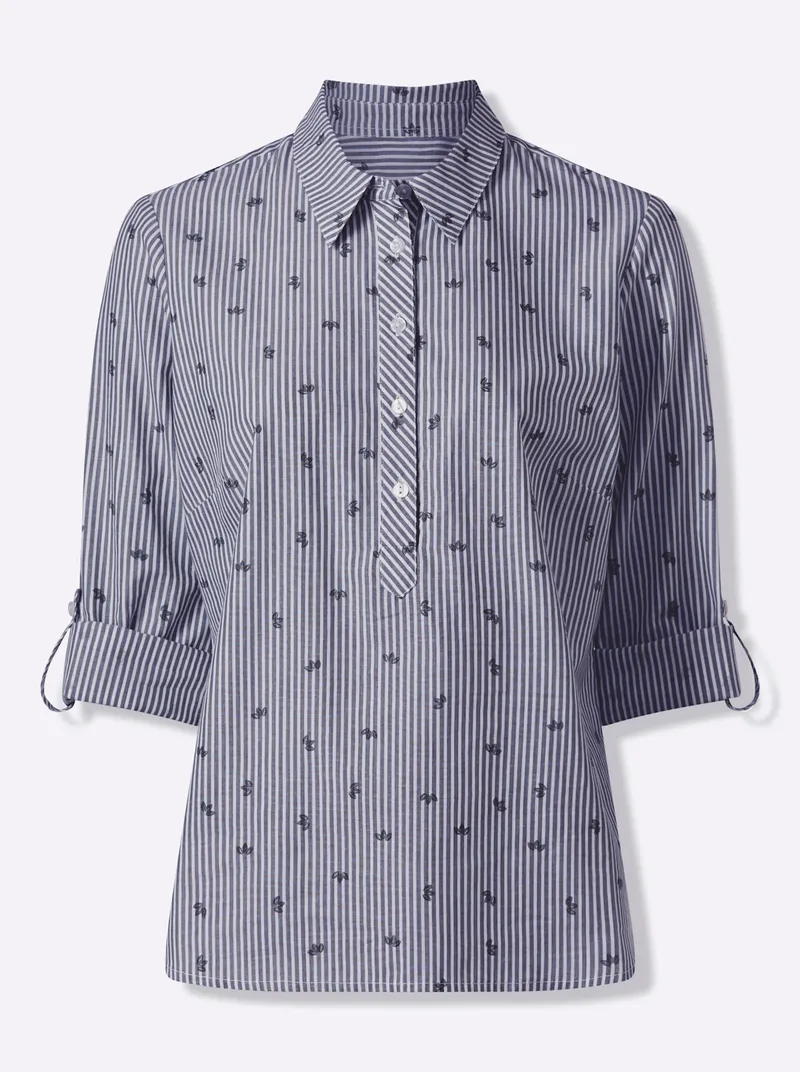 Witt Baumwollbluse marine-gestreift, Marine-gestreift, – Produktbild 1 von 2