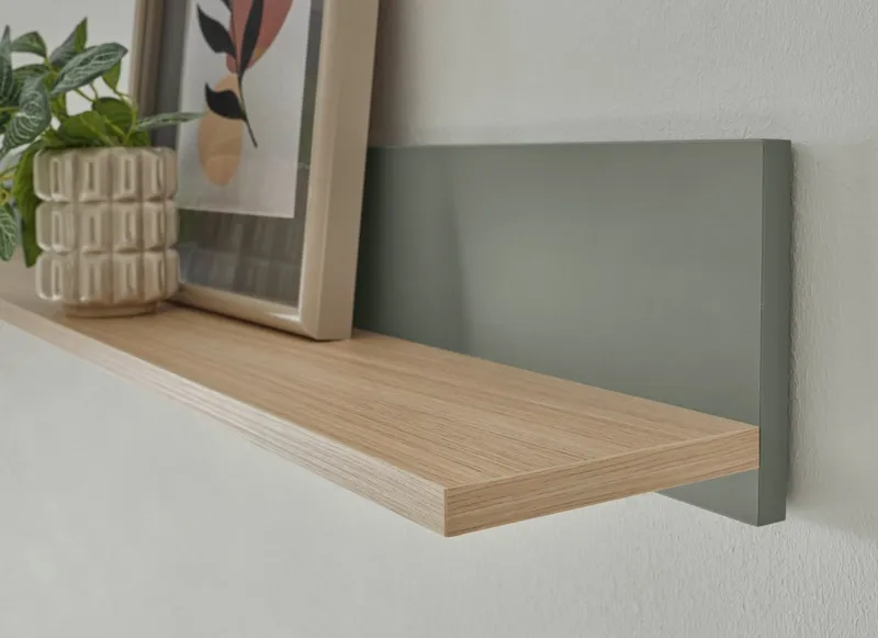 Home affaire Wandregal City/Giron, modernes Wandboard, Wandhalter mit Ablagefläche, vielseitig einsetzbares Hängeregal, Grün, – Produktbild 5 von 5
