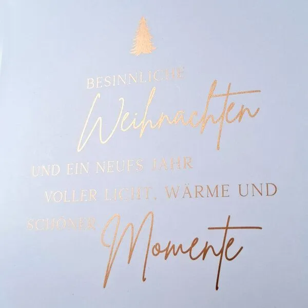 Bow & Hummingbird Bow & Hummingbird Edle Weihnachtskarte mit Spruch „Besinnliche Weihnachten“ Klappkarte Weihnachten mit Kupferdruck – Produktbild 2 von 3