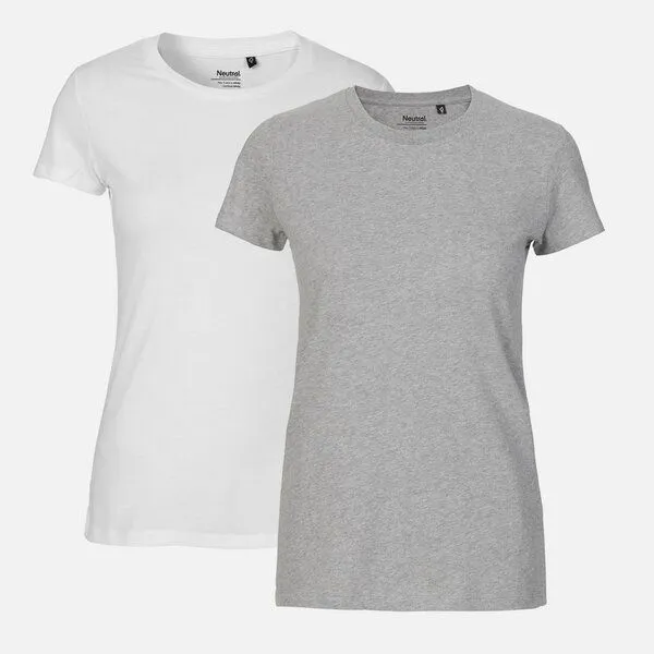 Neutral NEUTRAL® Doppelpack Damen Bio T-Shirt - Bio Baumwolle, Grau / weiss, – Produktbild 1 von 2