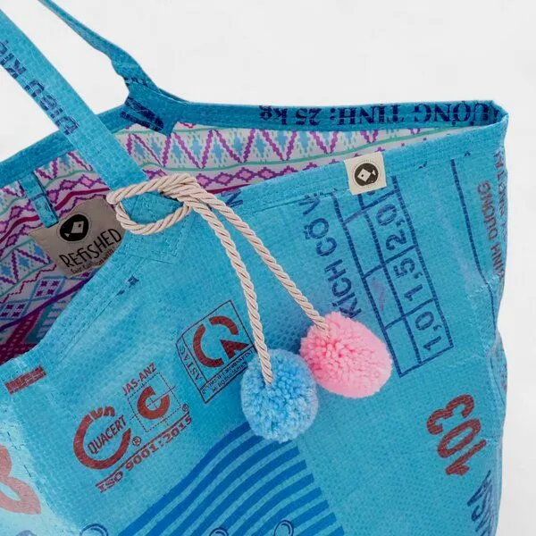 REFISHED fair fashion REFISHED fair fashion Tasche 'SOULMATE WATERPROOF' Limitierte Edition! - upcycelte Fischfuttersäcke, #fish blau-aqua/#wp ethno, – Produktbild 3 von 5