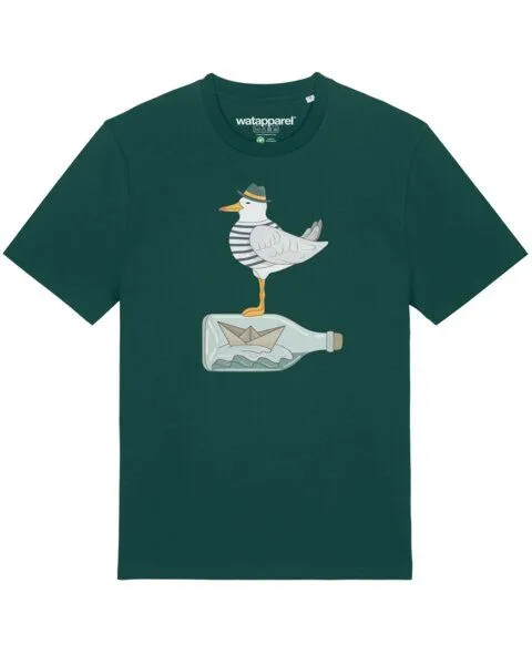 watapparel watapparel T-Shirt Unisex Möwe mit Hut, Glazed green, – Produktbild 1 von 4