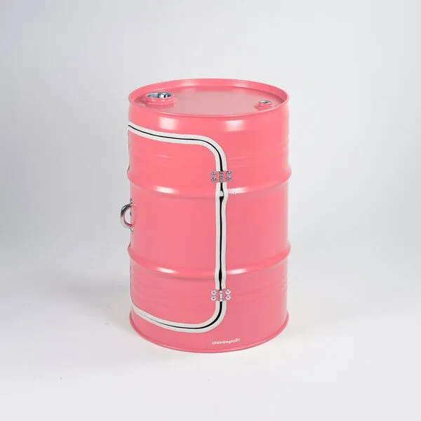 Lockengelöt Lockengelöt Minibar mit Tür aus einem kleinen Ölfass, Altrosa (gepulvert), – Produktbild 1 von 4
