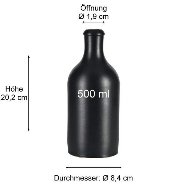 mikken mikken Steingutflasche mit Korken 500 ml, Schwarz, – Produktbild 2 von 3
