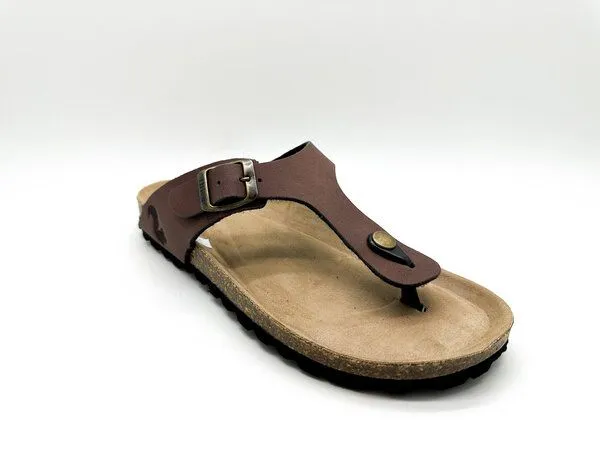 thies Vegane thies ® Eco Bio Thong Sandale aus rec. PET mit Kork-Tieffussbett, Chocolate, – Produktbild 3 von 4