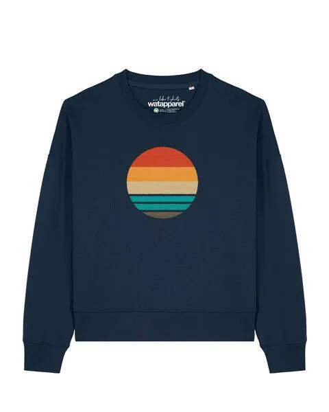 watapparel watapparel Sweatshirt Frauen Retro Sunset Ocean, French navy, – Produktbild 1 von 2