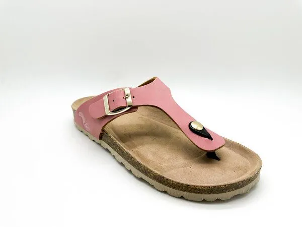 thies Vegane thies ® Eco Bio Thong Sandale aus rec. PET mit Kork-Tieffussbett, Pink grapefruit, – Produktbild 2 von 4