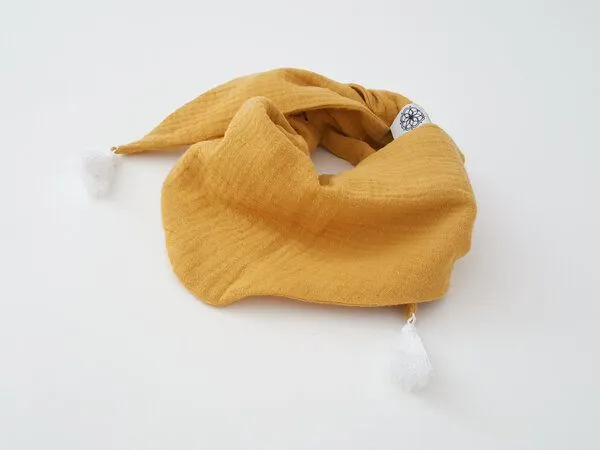 NoniKids Berlin Musselin Schal Kids 8 Farben | Bio Baumwolle | NoniKids Berlin, Senf, – Produktbild 1 von 3
