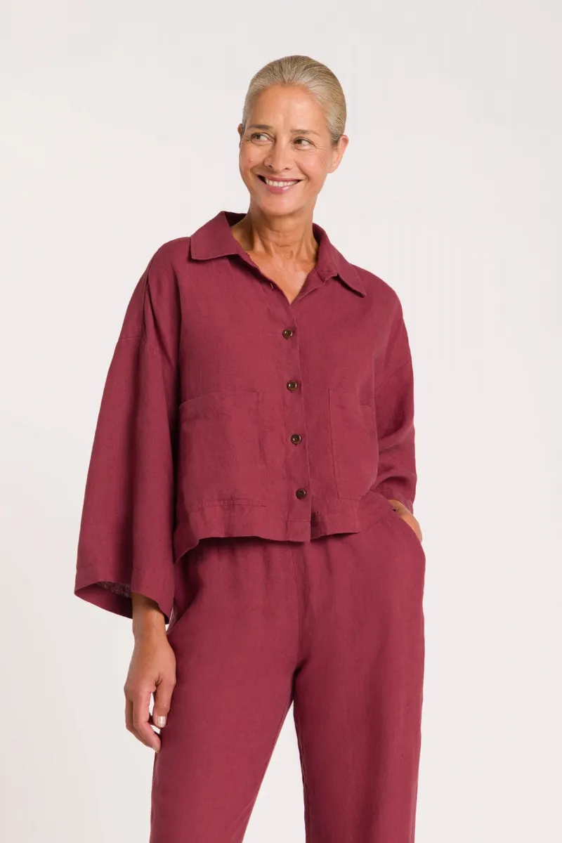 Kings Of Indigo Kings of Indigo Damen vegan Shirt Wanda Ruby Wine, Dunkelrot, – Produktbild 1 von 2