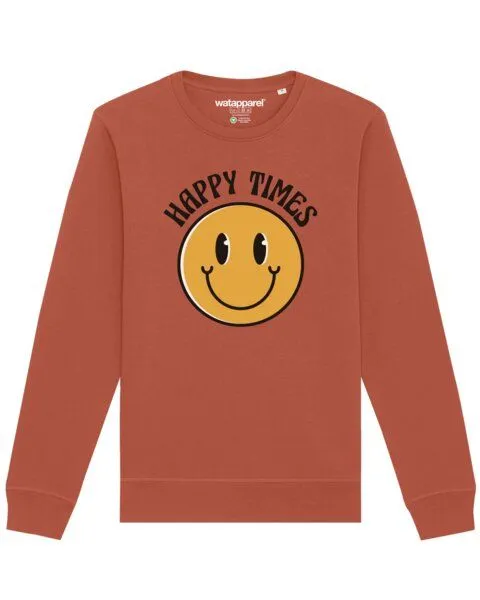 watapparel watapparel Sweatshirt Unisex Happy times smiley emoji, Heritage brown, – Produktbild 1 von 4