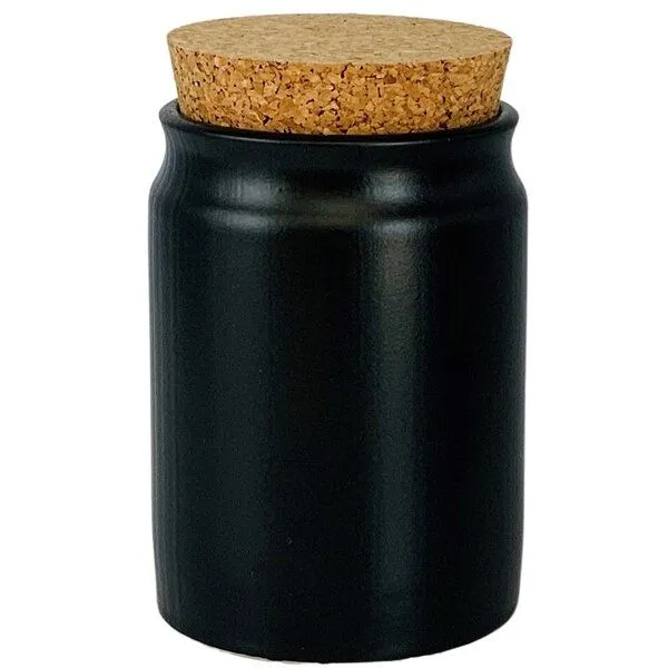 mikken mikken 4x Gewürzdose keramik schwarz mit Löffel Gewürzgläser Set mit Korken – Produktbild 3 von 3