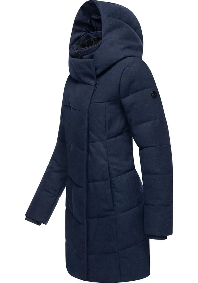 ragwear ragwear Wintermantel Pavla Coat stylischer Damen Steppmantel in Woll-Optik, Blau, – Produktbild 3 von 3