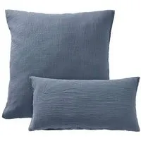hessnatur hessnatur Musselin Kissenbezug aus reiner Bio-Baumwolle, Stahlblau, – Produktbild 1 von 2