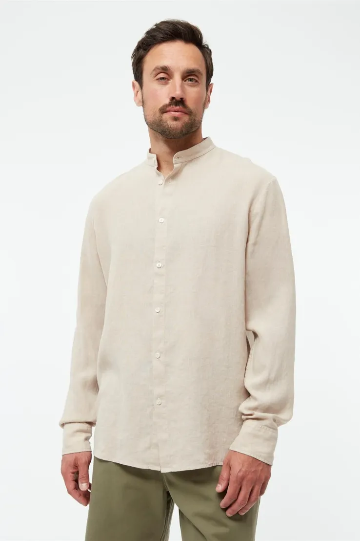 Givn Givn Herren vegan Hemd Wes Stehkragen Oat Beige, Beige, – Produktbild 2 von 2