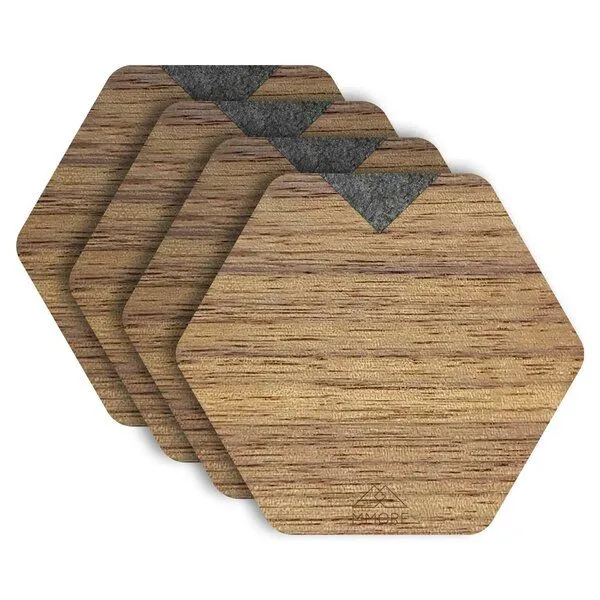 MMore MMore Untersetzer aus Holz - Amerikanischer Nussbaum, Eichenholz und organische Materialien / 4er-Set, Blaue kornblume, – Produktbild 3 von 5