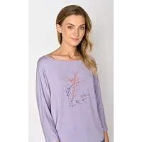 GreenBomb GREENBOMB Nature Bird Reed Simper - Gemütliches Longsleeve aus Viskose (LENZING ECOVERO) Mix / hochwertiger Print / Fair & Vegan, Lila (), – Produktbild 1 von 1