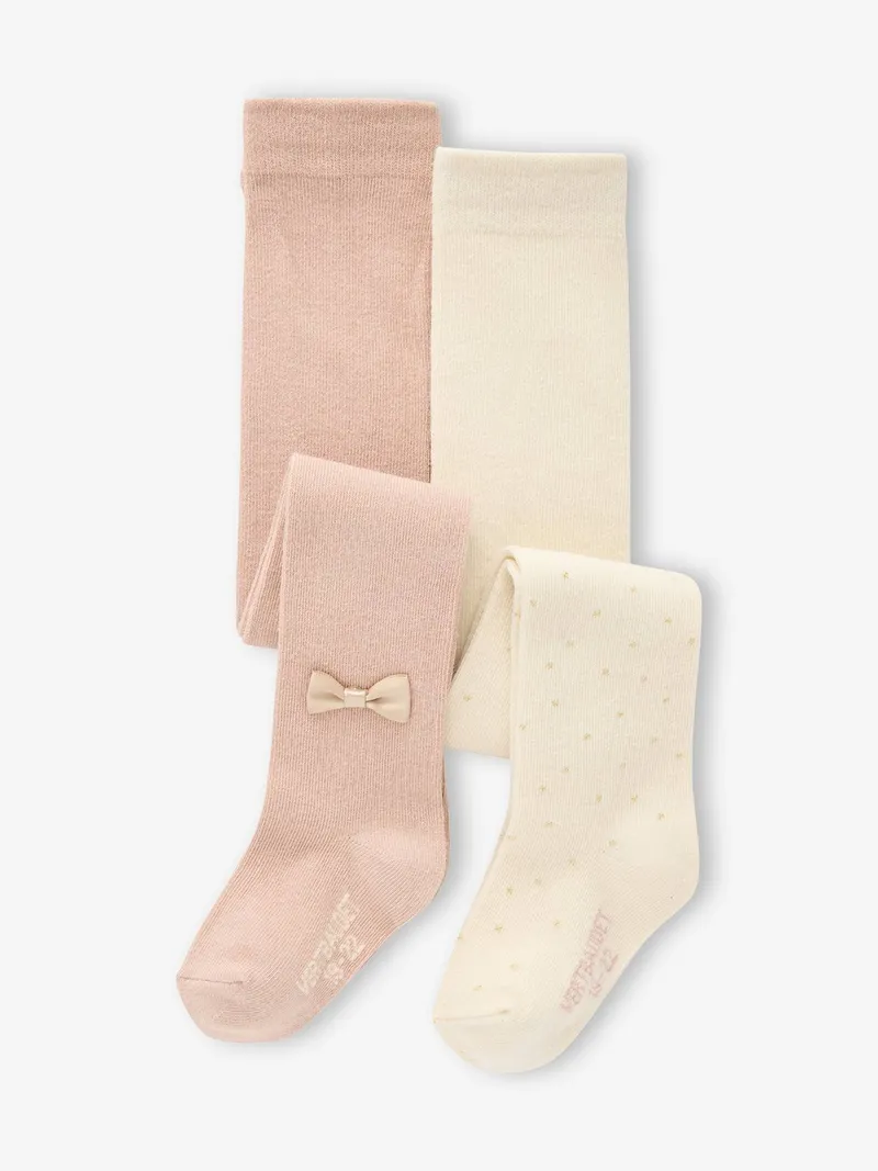 Vertbaudet 2er-Pack Weihnachts-Strumpfhosen Baby Mädchen, Wollweiß, – Produktbild 1 von 2