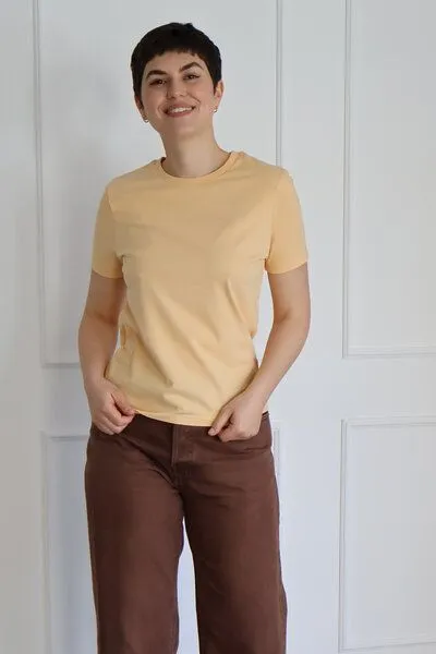 Kultgut Kultgut Unterziehshirt extra tailliert aus 100% Biobaumwolle & fairgehandelt / Atmungsaktiv& hautfreundlich, Apricot, – Produktbild 4 von 4