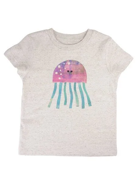 MelaDi Meladi Kinder Shirt aus Biobaumwolle - Qualle auf Eco Heather – Produktbild 1 von 4