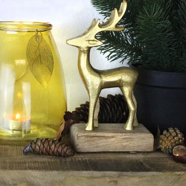 Mitienda Shop Mitienda Shop Hirsch Weihnachtsdeko gold Aufsteller – Produktbild 2 von 2