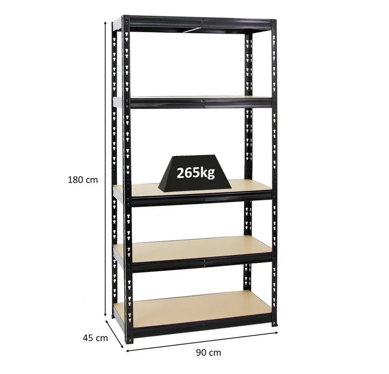 PROREGAL® Schwerlastregal Robustes Lagerregal TIGER 220-180x90-180x40-60cm 5-6 Ebenen, Stabiles Garagenregal Kellerregal Lastenregal Lagerregal Steckregal, Schwarz, – Produktbild 3 von 5