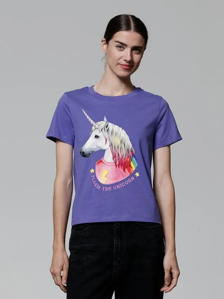 watapparel watapparel T-Shirt Frauen Flash, the unicorn, Purple love, – Produktbild 2 von 3