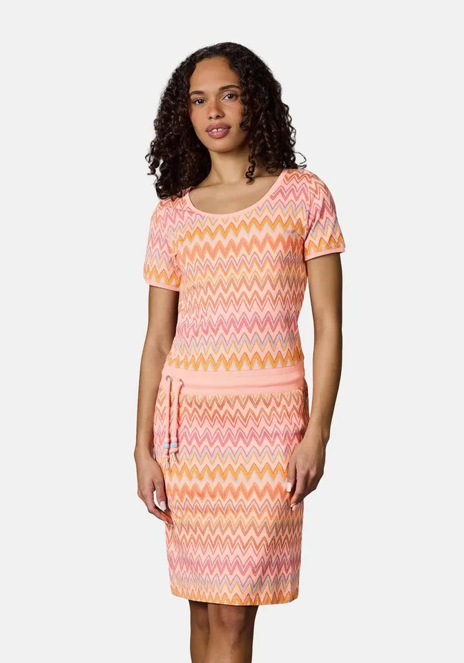 ragwear ragwear Minikleid Baomi Print YOUMODO Gemustertes kurzes Sommerkleid mit Taillenkordel, Rosa, – Produktbild 1 von 5