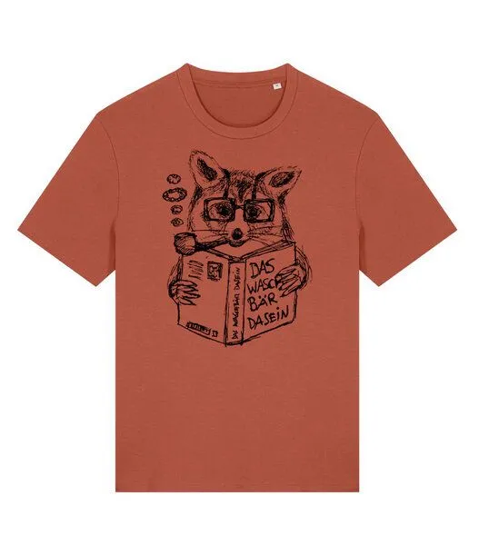 päfjes päfjes Willi Waschbär liest ein Buch - Fair Wear Männer/Unisex T-Shirt - Heritage Brown, Braun, – Produktbild 2 von 2