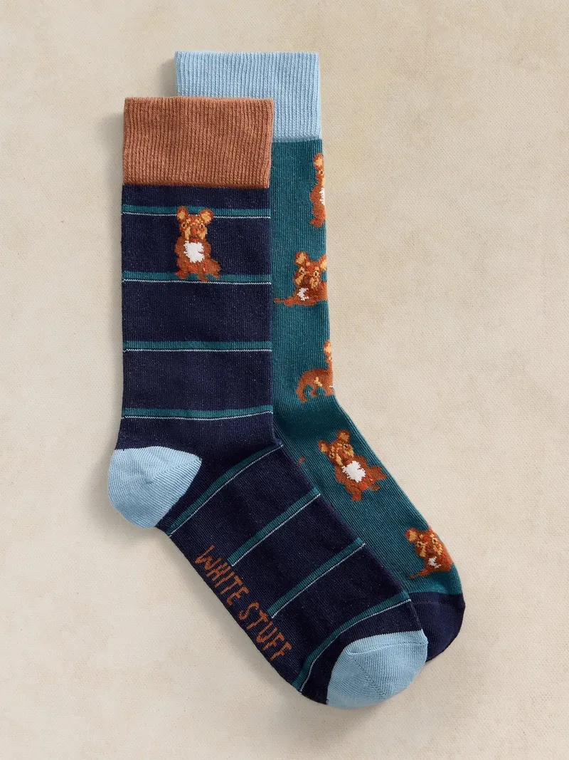 White Stuff 2-er Pack Socken Frenchie - 41-43, Dunkelblaugrün, – Produktbild 1 von 2