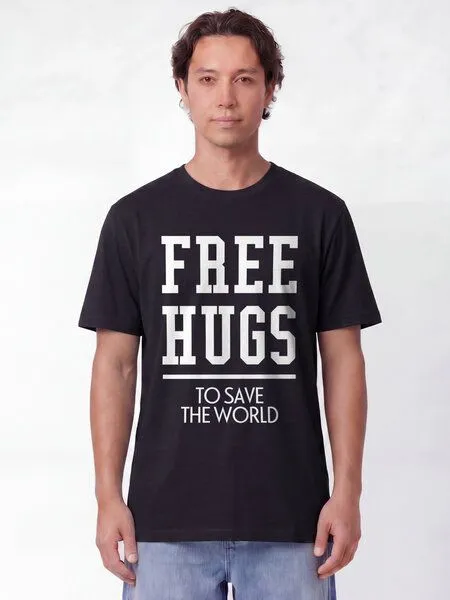watapparel watapparel T-Shirt Unisex Free hugs to save the world, Black, – Produktbild 2 von 2