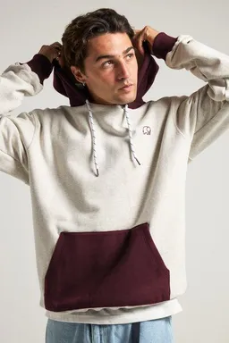 Trendsplant Trendsplant The Hooded Oversized Sweatshirt Warm Heather Grey/Wine Red – Produktbild 1 von 1
