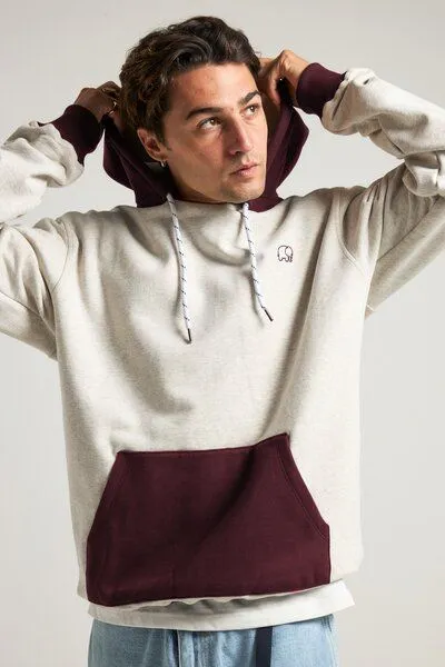 Trendsplant Trendsplant The Hooded Oversized Sweatshirt Warm Heather Grey/Wine Red, Grau, – Produktbild 1 von 4