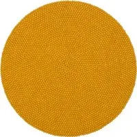 myfelt myfelt Filzkugelteppich rund, 100% Schurwolle, Senfgelb (klara), – Produktbild 1 von 1