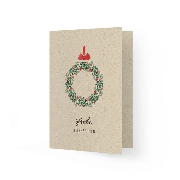 matabooks® matabooks® A6 Grußkarte/Klappkarte aus nachhaltigem Graspapier, Frohe weihnachten, – Produktbild 1 von 3