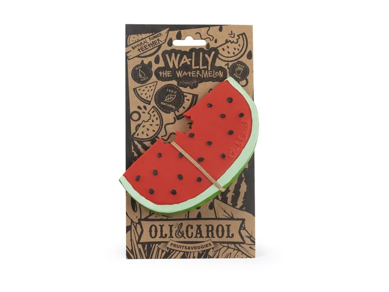 Oli & Carol Oli & Carol Baby Greifling und Beißring Naturkautschuk Wally Watermelon 14,5 x 8,5 x 2,7 cm, Rot, – Produktbild 2 von 2