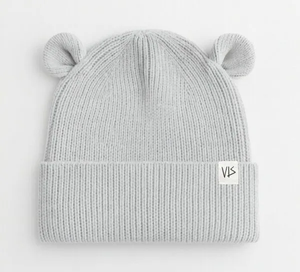 vis wear vis wear Bear Organic Baby Mütze, Grau, – Produktbild 1 von 2