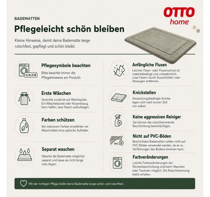 OTTO home Badematte Finca, Badvorleger, Badezimmer Teppich, Höhe 16 mm, rutschhemmend beschichtet, strapazierfähig, fußbodenheizungsgeeignet, Baumwolle (Bio-Baumwolle), halbrund, Fransen, Boho, Badteppich, Bio-Baumwolle, auch als 3 teiliges Set, Beige, – Produktbild 5 von 5