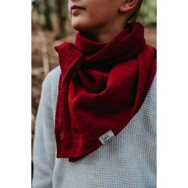 Hutch&Putch Hutch&Putch Musselin Halstuch - Schal - Dreieckstuch für Kinder (6-14 Jahre) aus 100% Bio-Baumwolle, Cranberry, – Produktbild 2 von 3