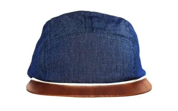 Lou-i Lou-i Jeans-Cap mit edlem Holzschild - Made in Germany - Denim Snapback, Dunkelblau, – Produktbild 2 von 4